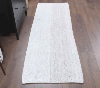 White Vintage Kilim Runner Rug - Thumbnail