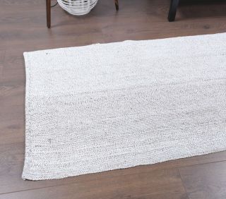 White Vintage Kilim Runner Rug - Thumbnail