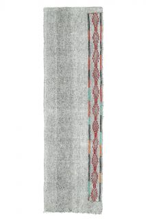 Gray Ethnic Vintage Runner Rug - Thumbnail