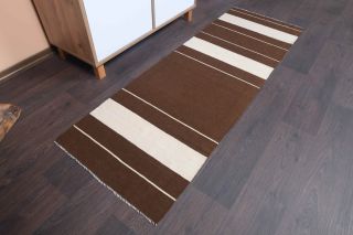 Vibrant Brown Vintage Runner Rug - Thumbnail