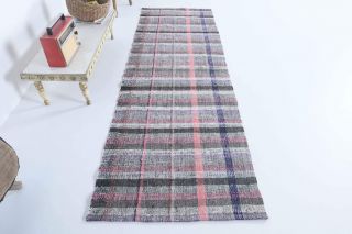 Kilim Turkish Vintage Runner Rug - Thumbnail