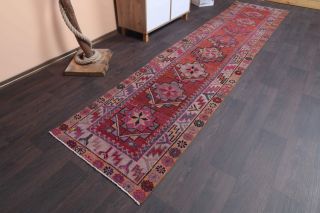 1970's Hand-knotted Vintage Runner Rug - Thumbnail