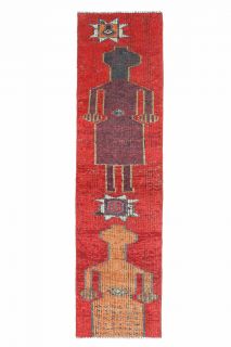 Human Figures Vintage Runner Rug - Thumbnail