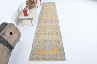 Faded Colored Oriental Vintage Runner Rug - Thumbnail