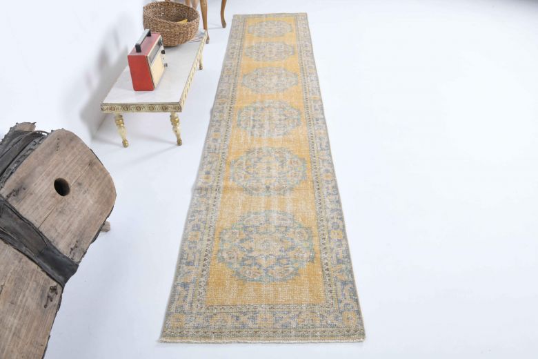 Faded Colored Oriental Vintage Runner Rug