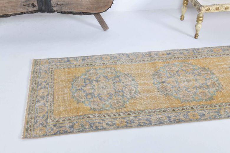 Faded Colored Oriental Vintage Runner Rug