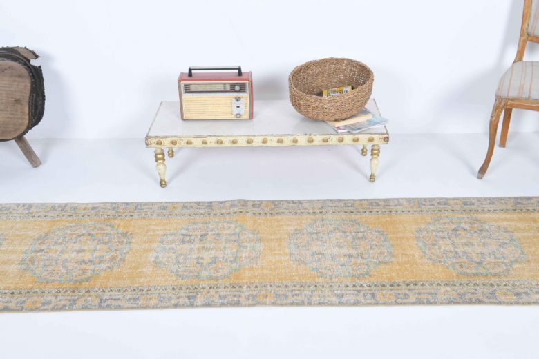 Faded Colored Oriental Vintage Runner Rug