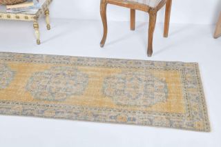 Faded Colored Oriental Vintage Runner Rug - Thumbnail