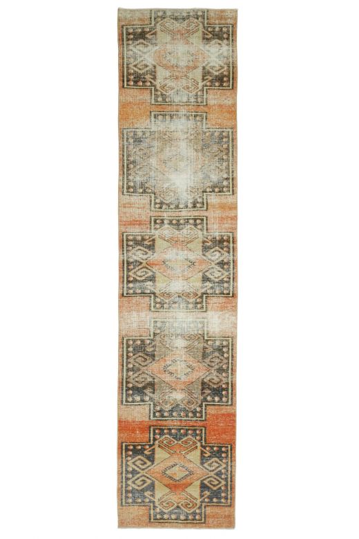 Orange Colored Vintage Runner Rug