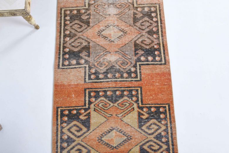 Orange Colored Vintage Runner Rug