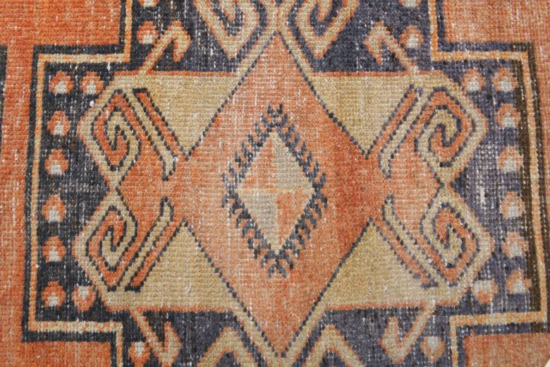 Orange Colored Vintage Runner Rug