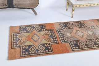 Orange Colored Vintage Runner Rug - Thumbnail