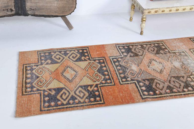 Orange Colored Vintage Runner Rug