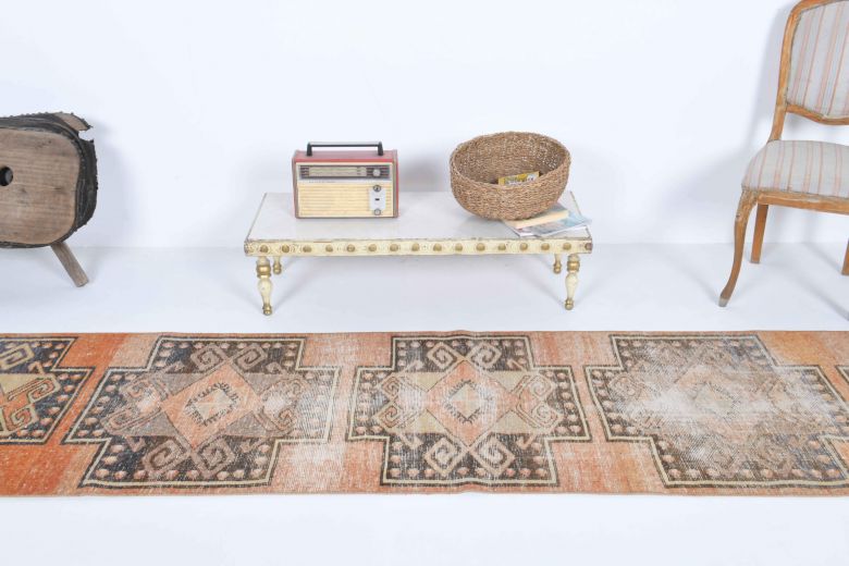 Orange Colored Vintage Runner Rug