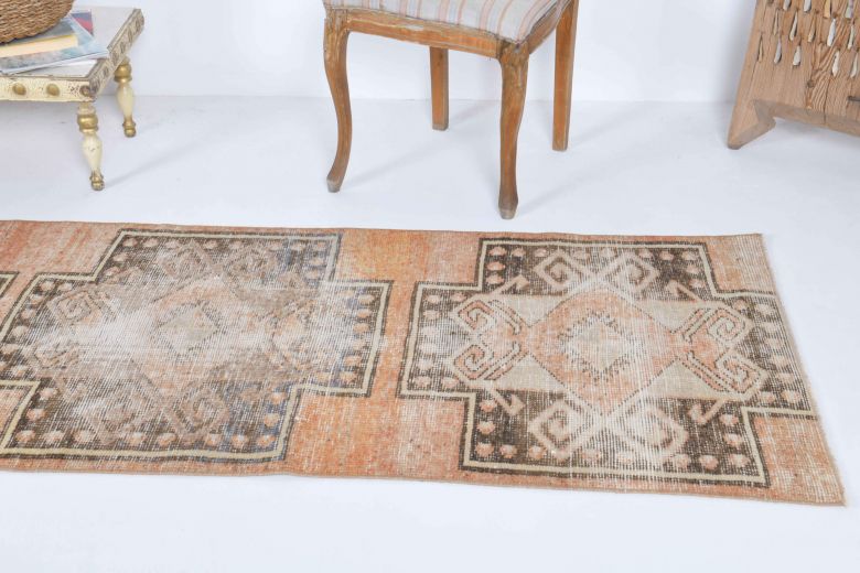 Orange Colored Vintage Runner Rug