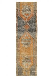 Traditional Turkish Vintage Runner Rug - Thumbnail