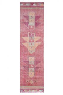 Hand-knotted Purple Vintage Runner Rug - Thumbnail