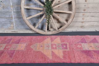 Hand-knotted Purple Vintage Runner Rug - Thumbnail