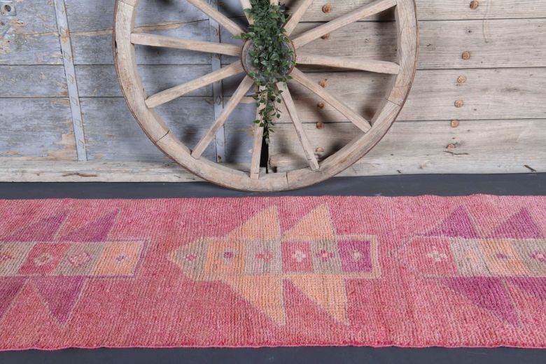 Hand-knotted Purple Vintage Runner Rug