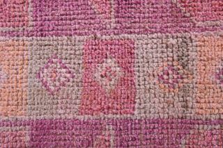 Hand-knotted Purple Vintage Runner Rug - Thumbnail
