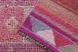 Hand-knotted Purple Vintage Runner Rug - Thumbnail