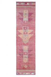 Hand-knotted Purple Vintage Anatolian Runner Rug - Thumbnail
