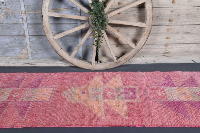 Hand-knotted Purple Vintage Anatolian Runner Rug