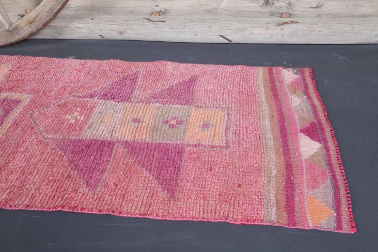 Hand-knotted Purple Vintage Anatolian Runner Rug