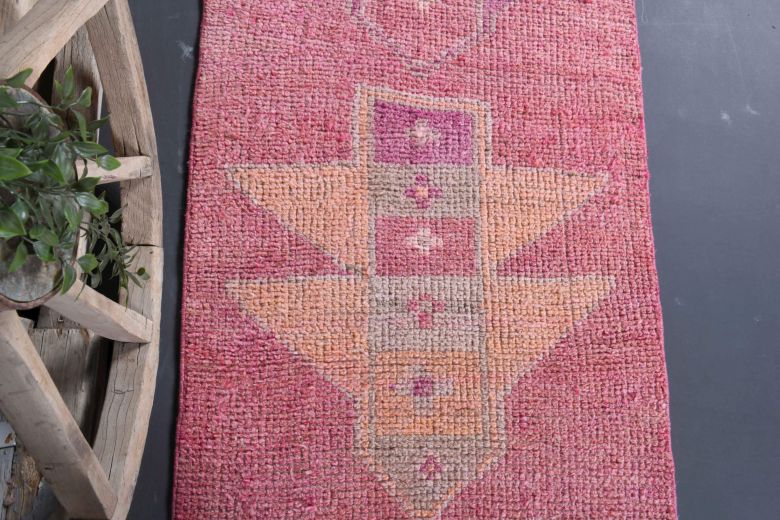 Hand-knotted Purple Vintage Anatolian Runner Rug