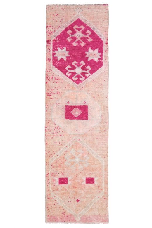 Pink Turkish Vintage Anatolian Runner Rug