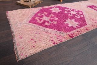 Pink Turkish Vintage Anatolian Runner Rug - Thumbnail