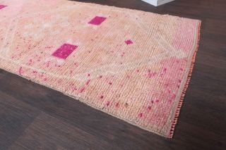 Pink Turkish Vintage Anatolian Runner Rug - Thumbnail