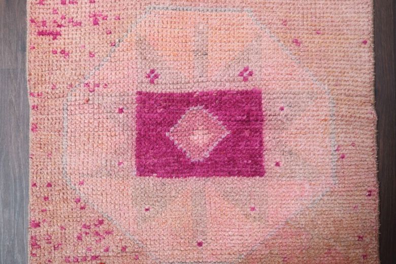 Pink Turkish Vintage Anatolian Runner Rug