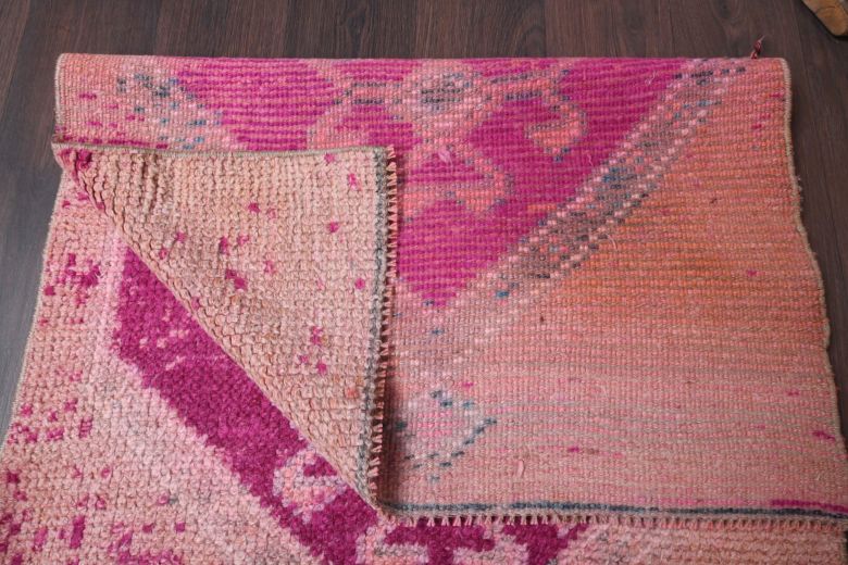 Pink Turkish Vintage Anatolian Runner Rug