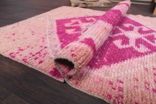 Pink Turkish Vintage Anatolian Runner Rug - Thumbnail