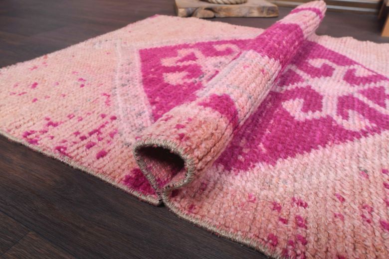 Pink Turkish Vintage Anatolian Runner Rug