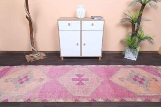 Turkish Anatolian Vintage Runner Rug - Thumbnail