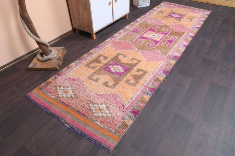 Hand-Knotted Vintage Runner Rug