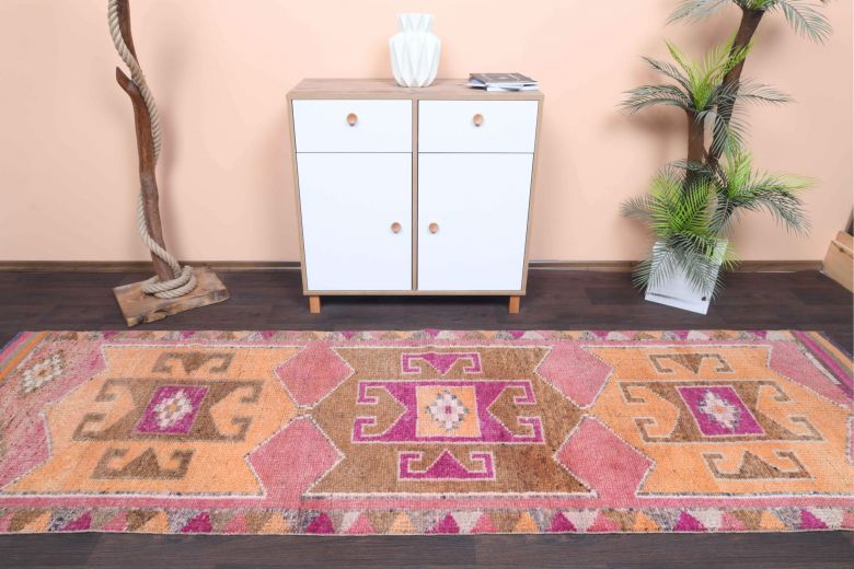 Hand-Knotted Vintage Runner Rug