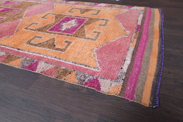 Hand-Knotted Vintage Runner Rug