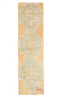 Muted Orange Colored Vintage Hallway Runner Rug - Thumbnail