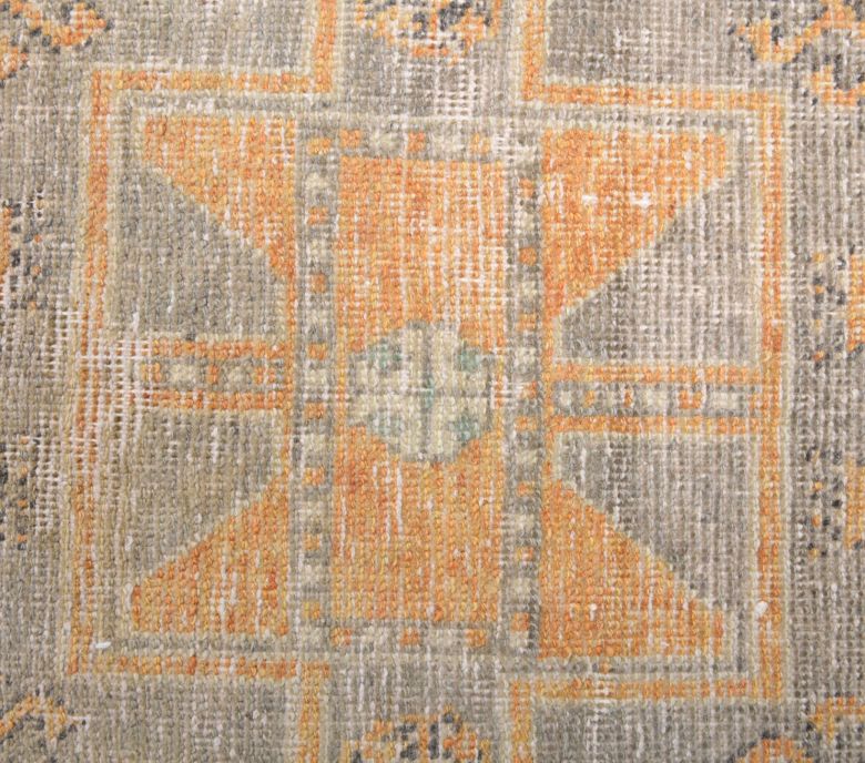 Muted Orange Colored Vintage Hallway Runner Rug