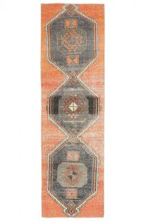 Orange Vintage Runner Rug - Thumbnail