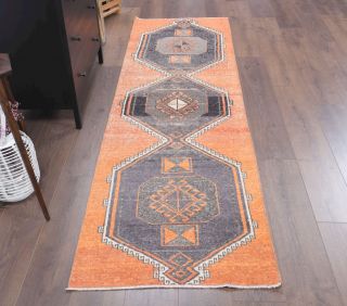 Orange Vintage Runner Rug - Thumbnail