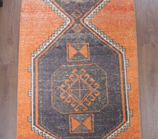 Orange Vintage Runner Rug - Thumbnail