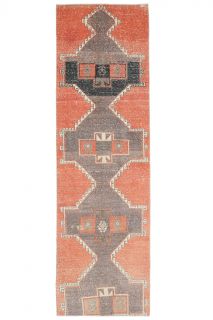 Orange Vintage Runner Rug - Thumbnail