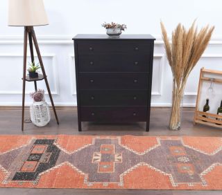 Orange Vintage Runner Rug - Thumbnail