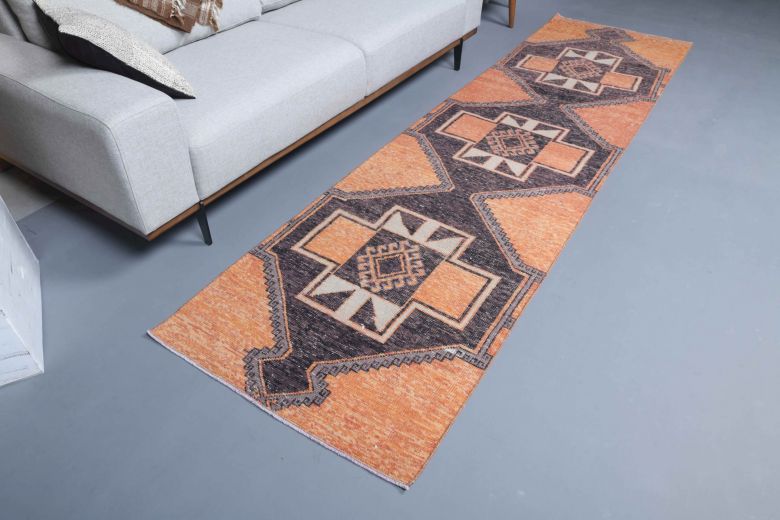 3x10 Orange Vintage Runner Rug