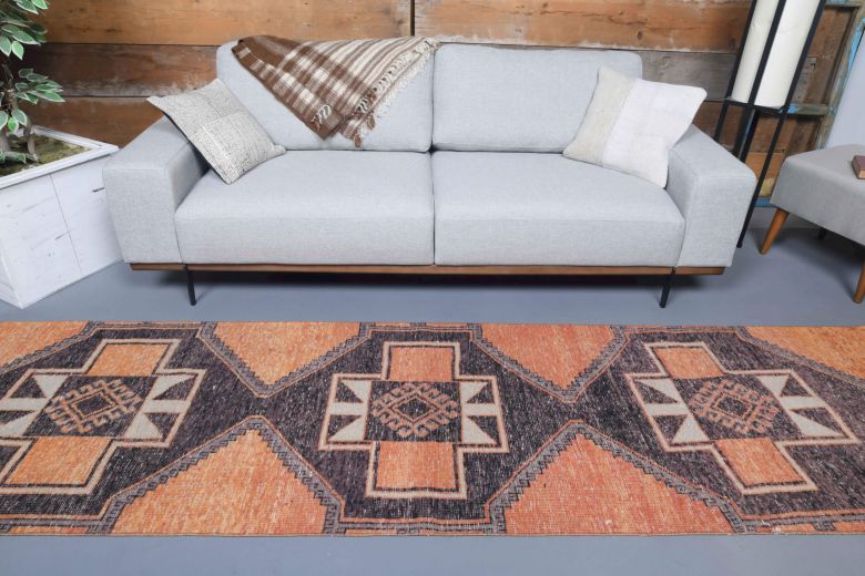 3x10 Orange Vintage Runner Rug