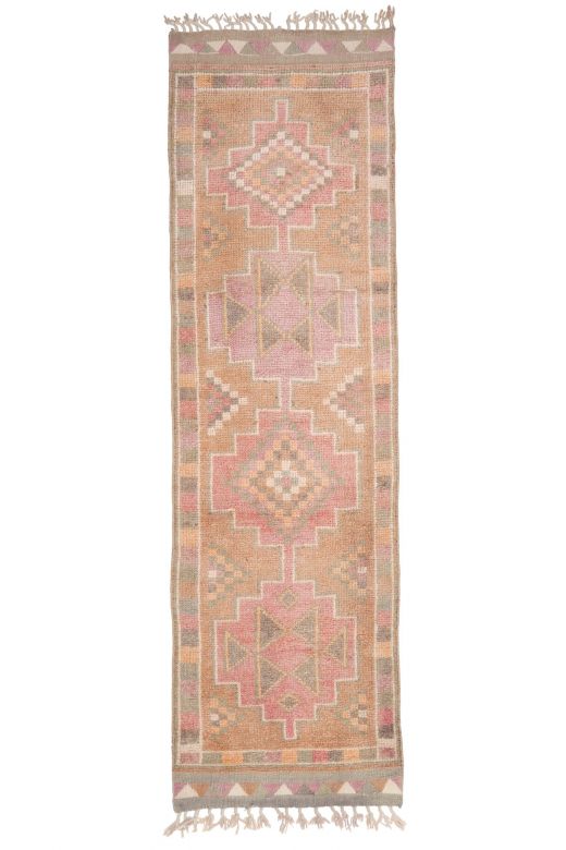 Pastel Colored Vintage Runner Rug